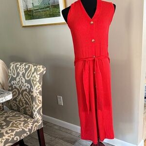 Magaschoni Red Sleeveless Knit Dress